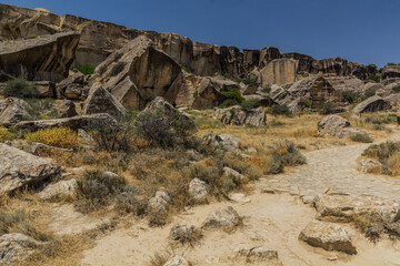 Fototapeta na wymiar Landscape of Gobustan petroglyph reserve, Azerbaijan