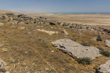Fototapeta na wymiar Landscape of Gobustan petroglyph reserve, Azerbaijan