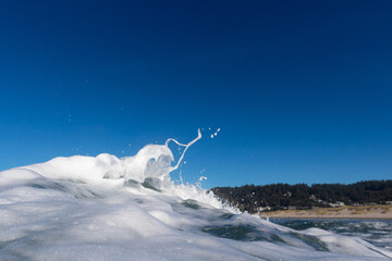 Foam splash from a wave at the Oregon Coast