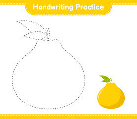 Handwriting practice. Tracing lines of Ugli. Educational children game, printable worksheet, vector illustration