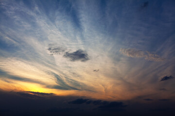 Fototapeta na wymiar Soft cloudy heaven in the twilight