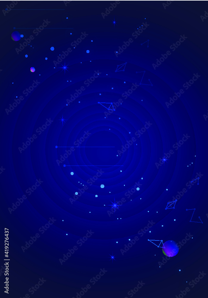 Poster the cosmic vortex composed of dots, lines and circles feels the background of science and technology