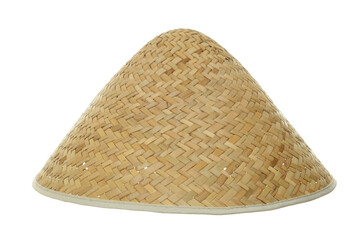 Chinese conical straw hat isolated on a white background.