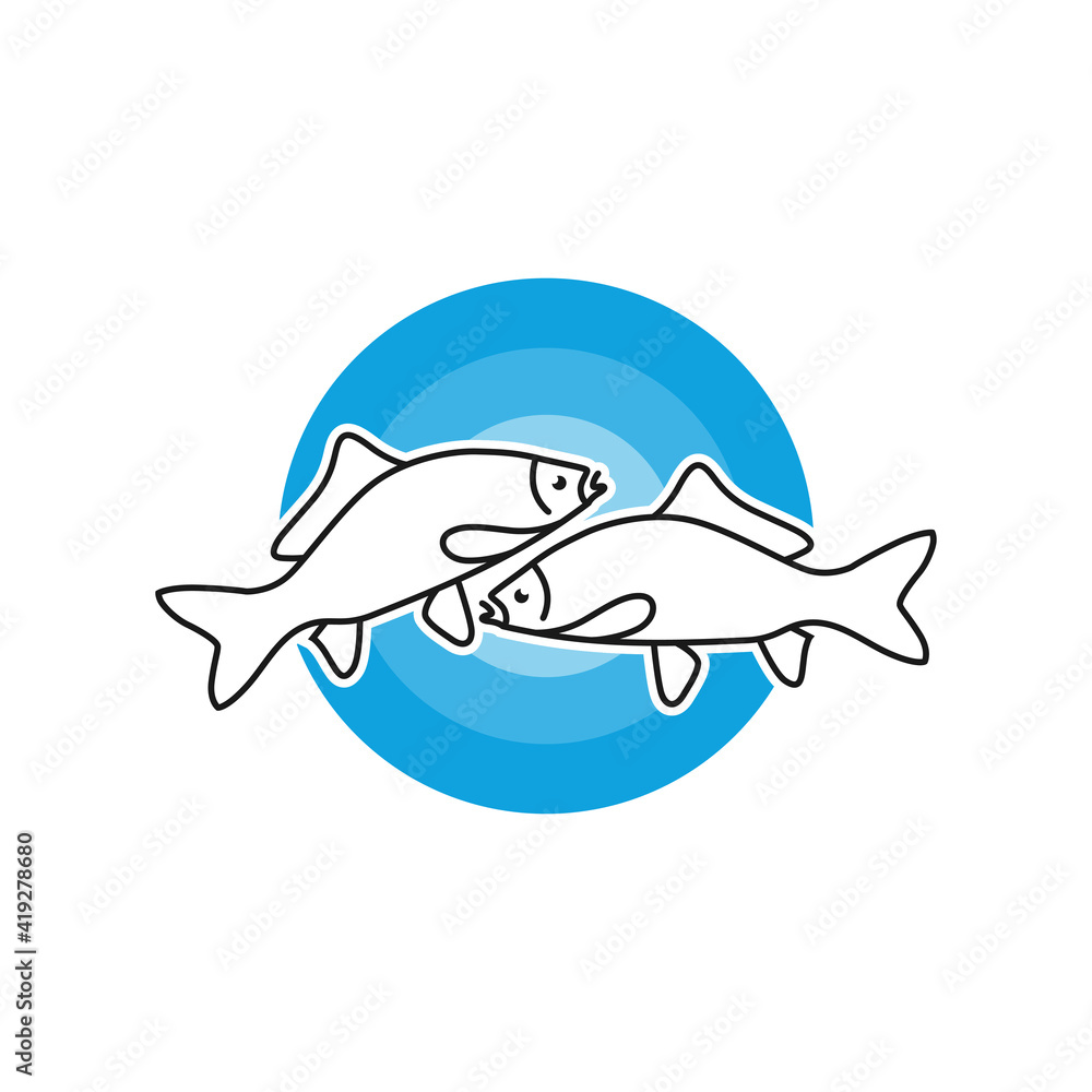 Poster sea fish outline modern logo