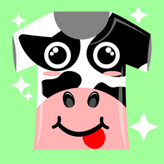 Illustration vector graphic cartoon character of cow patterned t-shirt. Cute animals illustration, suitable for the design of children's clothes