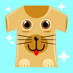 Illustration vector graphic cartoon character of brown dog patterned t-shirt. Cute animals illustration, suitable for the design of children's clothes