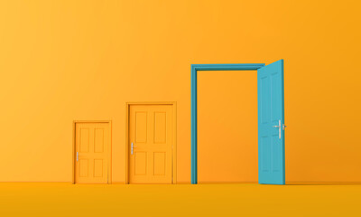 3D rendering of an open door. Business opportunity concept