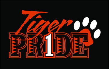 tiger pride design with paw print for school, college or league