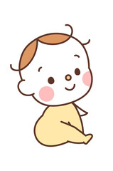 振り向く赤ちゃんのイラスト