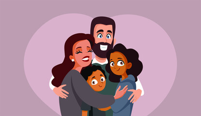Happy Smiling Multi Ethnic Family Vector Illustration