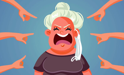 Fingers Pointing Woman Refusing to Wear a Mask