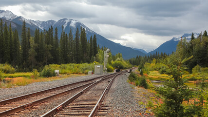 Train tracks through Banff national park
