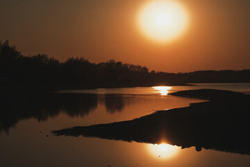 sunset over the river