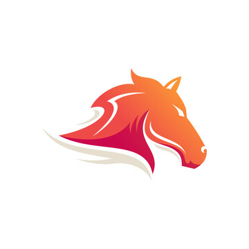 vector logo illustration of horse head with colorful gradient style isolated on white background