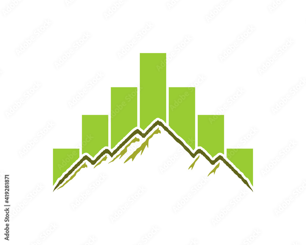 Wall mural Mountain line with chart growth up behind