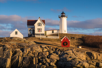 USA, Maine, York Beach. Nubble Light lighthouse