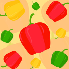 Vector illustration in simple flat style background with various vegetables. Backdrop for greeting cards, posters, banners and placards.
