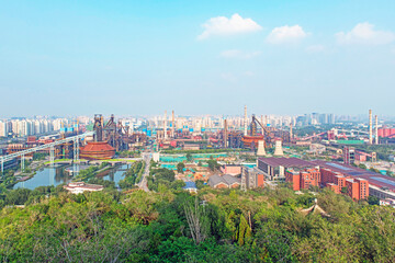 steel factory with blast furnace 