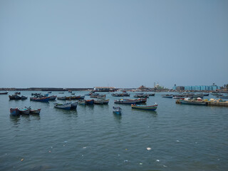 Fototapeta na wymiar Fishing boats, Vizhinjam harbor, Thiruvananthapuram Kerala
