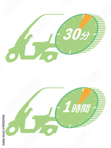 時間指定のフードデリバリー宅配デリバリーのイメージのイラスト アイコン Wall Mural Globeds