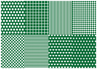 5Dot, stripe, check, heart, star background (Green)