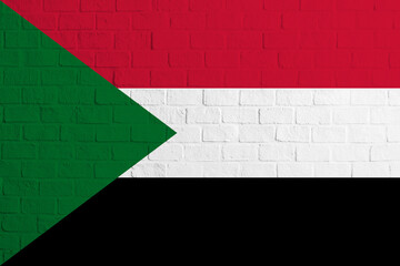 Flag of Sudan. Brick wall texture of the flag of Sudan