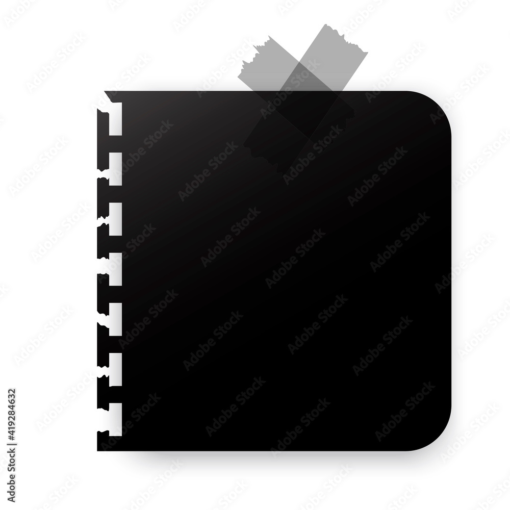 Poster black sheet on tape in paper. blank notebook page. notebook paper. copy space. stock image. eps 10.