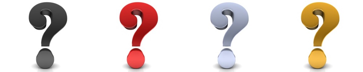 Question marks black red silver gold interrogation points signs 3d