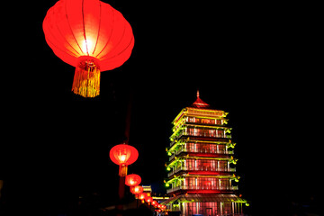 lantern and tower building in festival