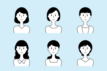 笑顔の女性のベクターイラストセット