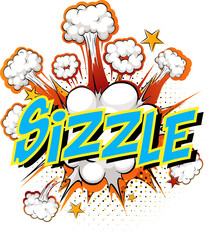 Word Sizzle on comic cloud explosion background