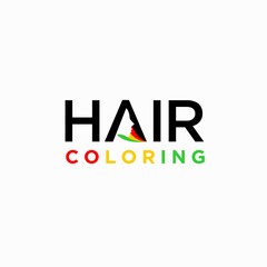 Hair coloring logo with lettering concept