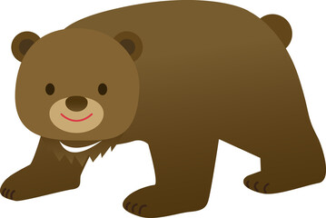 イラスト素材: ツキノワグマ　茶色　動物　クマ　金太郎の友達　おとぎ話
