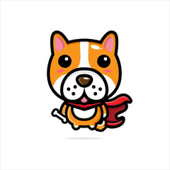 cute dog animal hero cartoon character design