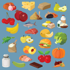 Vector illustration. Healthy food. Healthy meal. Nature illustration. Healthy lunch menu. Healthy eating.