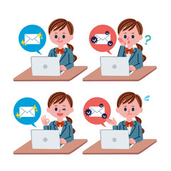 メールをしている女子学生のイラスト素材