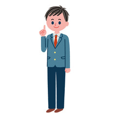 指をさしている男子高校生のイラスト素材(全身)
