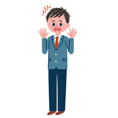驚いている男子高校生のイラスト素材(全身)