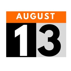 Fototapeta premium August 13 . flat daily calendar icon .date ,day, month .calendar for the month of August