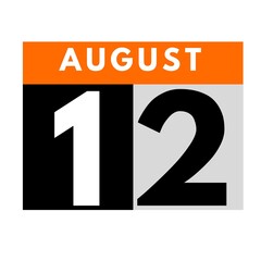 August 12 . flat daily calendar icon .date ,day, month .calendar for the month of August