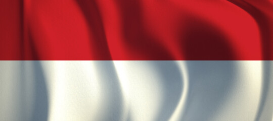 3D rendering of the wave Indonesia flag.