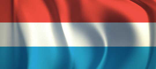 3D rendering of the wave Luxembourg flag.