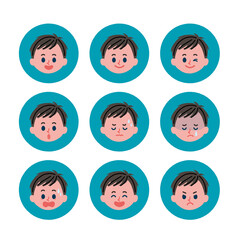 男の子の表情アイコンセット