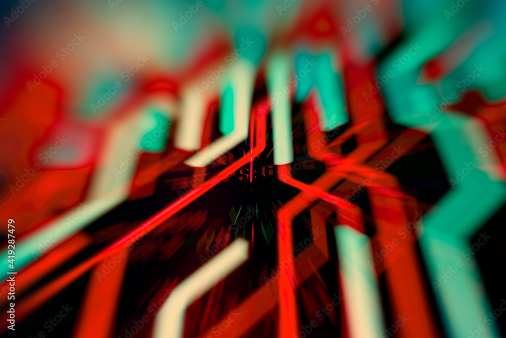 Fototapete abstract technological background in vibrant colors with a digital code.