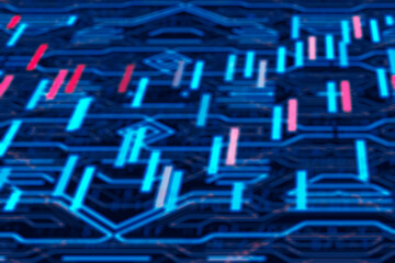 Abstract technological background in vibrant colors with a digital code.