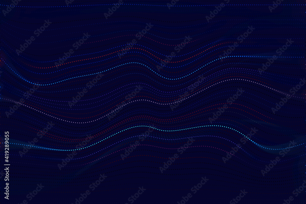 Poster abstract technological background in vibrant colors with wave effect.
