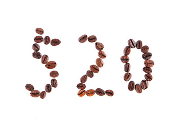 The number 520 of coffee beans