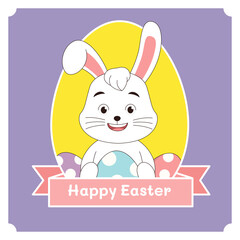 Cute rabbit with easter eggs, Happy Easter bunny