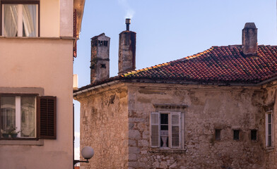 Old european house on a winter day