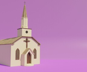 protestant and catholic church background 3d rendering